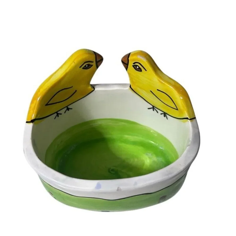 Vtg Andrea West For Sigma Tastesetter Candy Dish Bowl Green Yellow Ceramic Chic